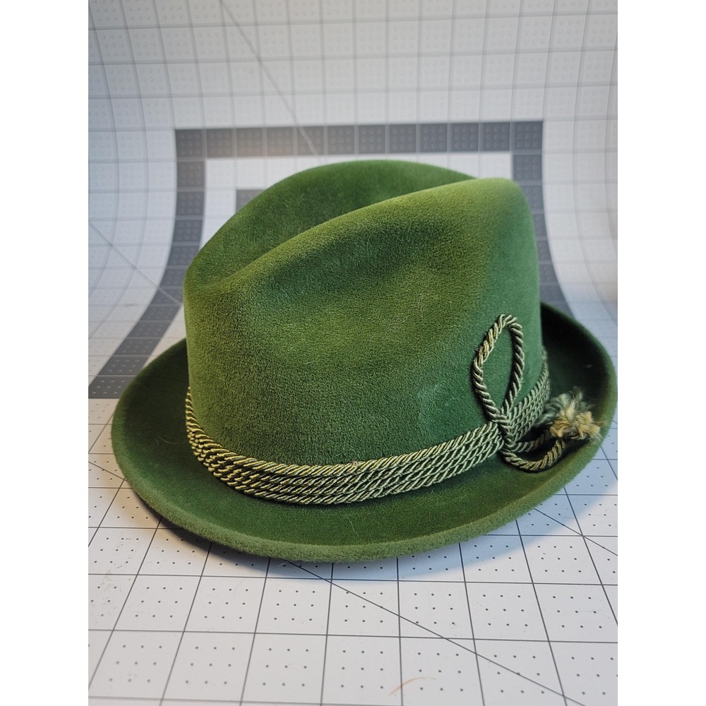 Vintage Dobbs Fifth Avenue NY Felt Fedora Hat Size 6 7/8 Touchdown Turf Green
